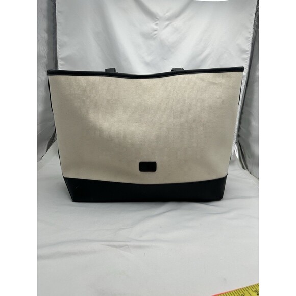 MLB Korea New York Yankees Canvas Tote Bag Big Logo Beige Black FLAWS READ - Picture 6 of 16